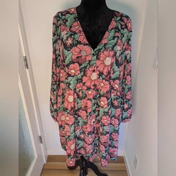 ASOS Monki Torborg Floral Garden Mini Oversized Dress Fit M-XL Bohemian EUC - Picture 4 of 16